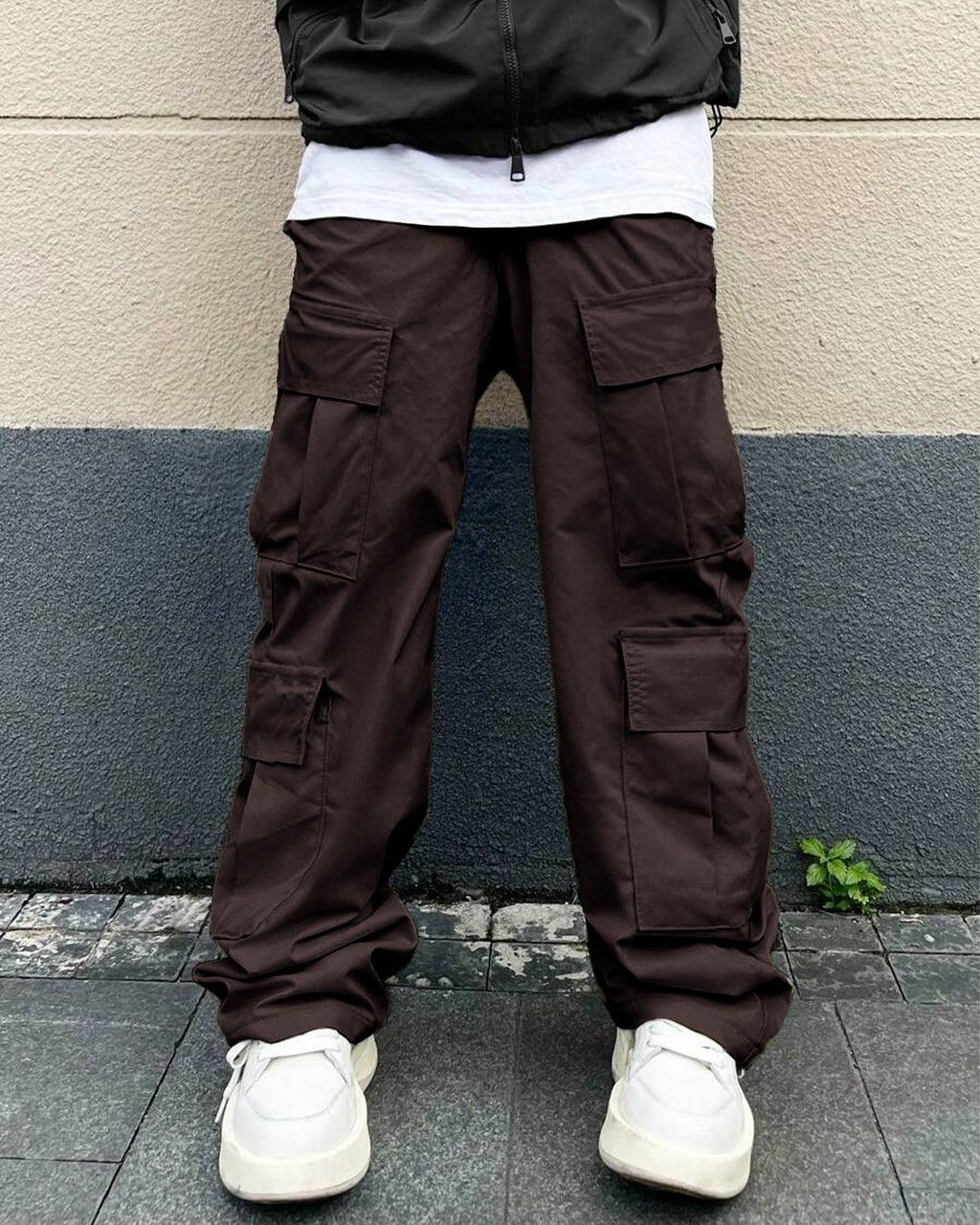 Men Fashion Multi Pocket Casual Breathable Baggy Cargo Pants In Dark Brown
