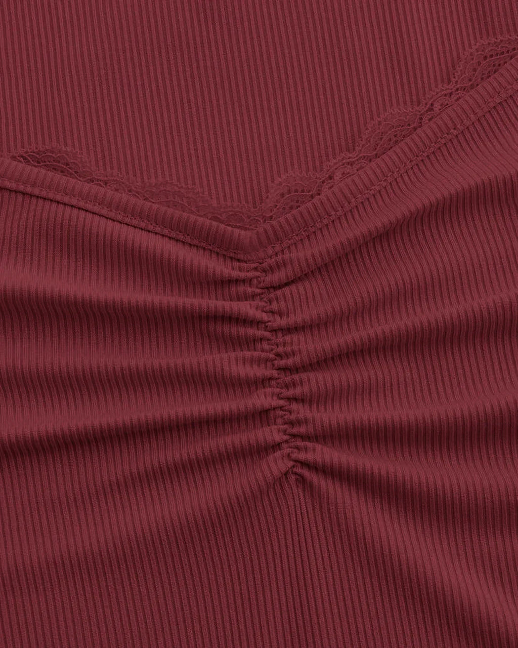 Maroon Ruched Front Mesh Full Sleeve Top