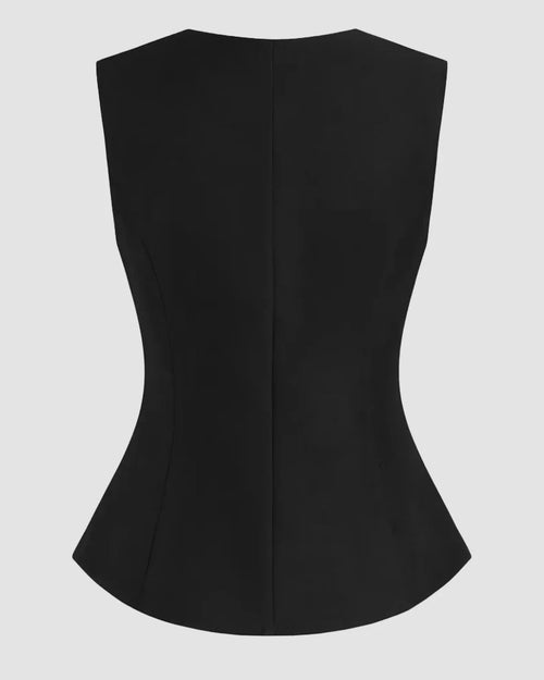 Black Sleeveless Zip Top for Women