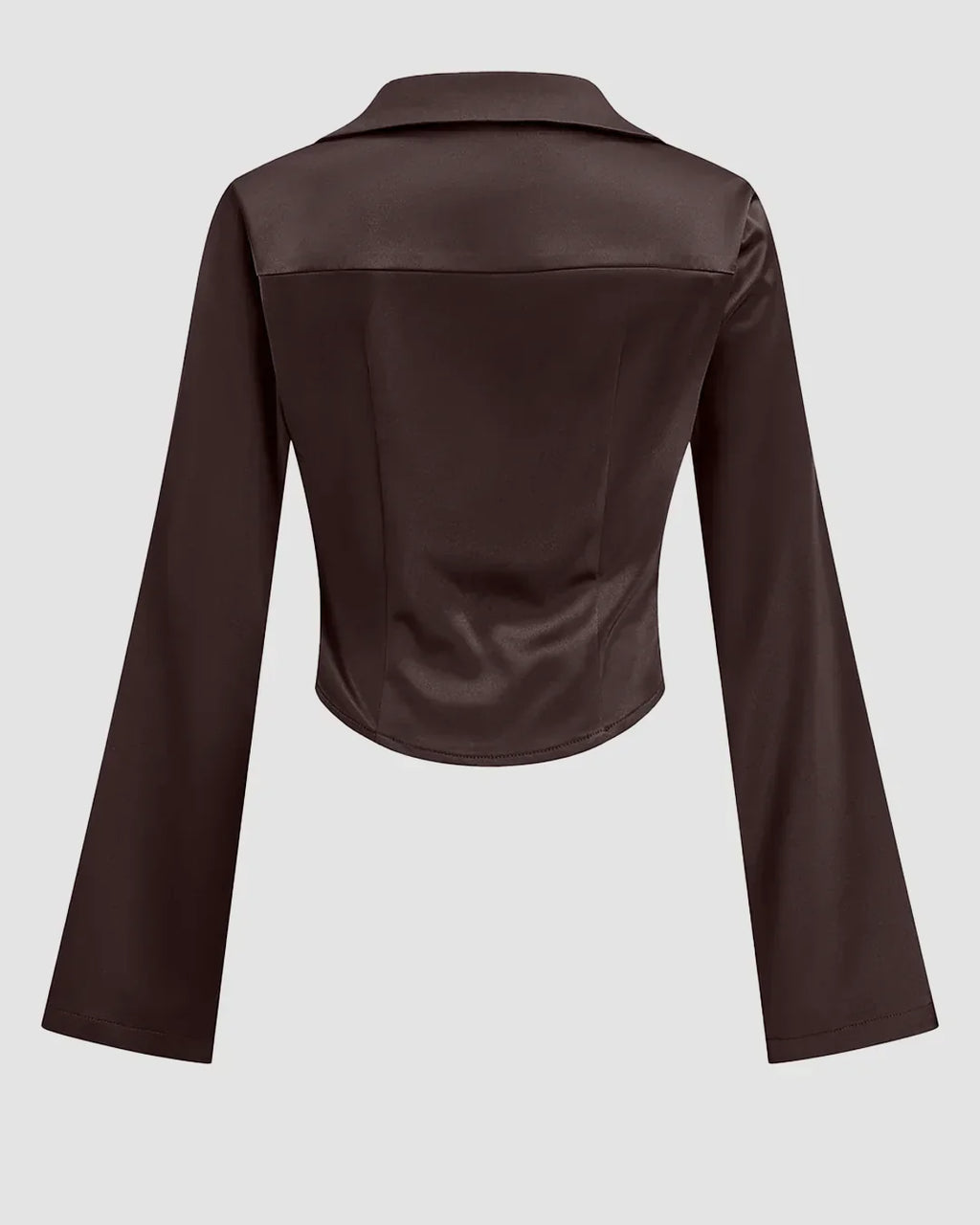 Satin Cowl Neck Long Sleeve Top in Coffee