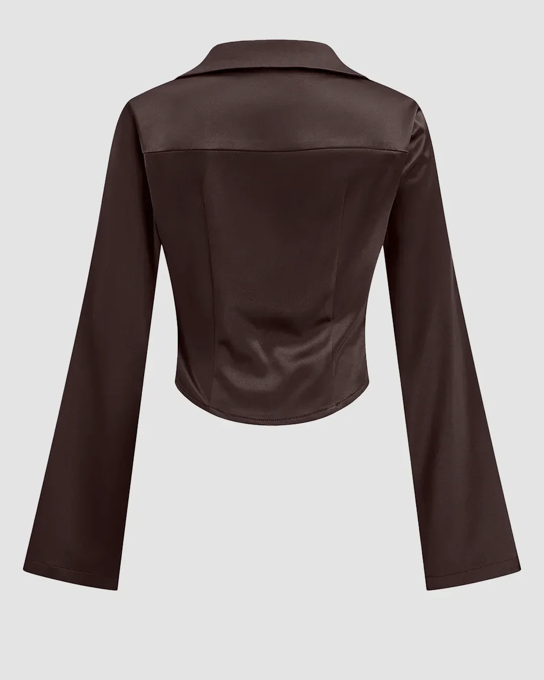 Satin Cowl Neck Long Sleeve Top in Coffee