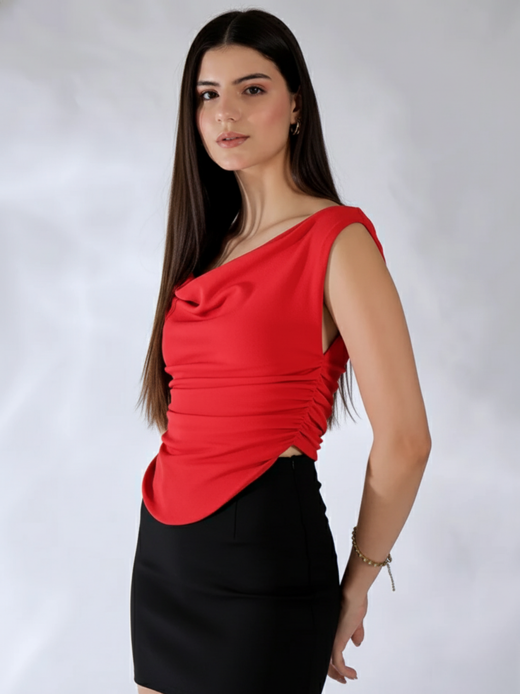 Stretchable Cotton Draped Crop Top