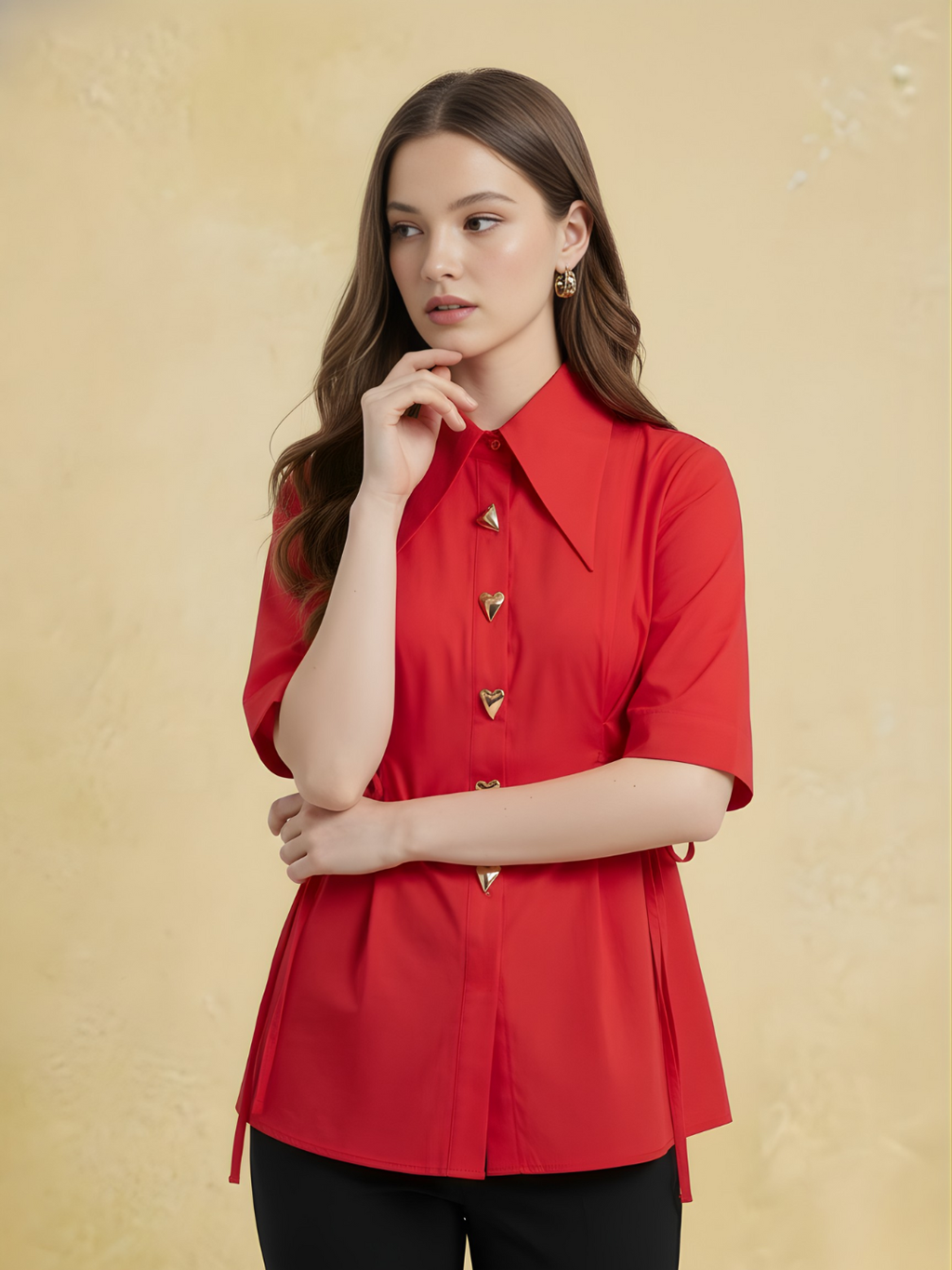Pure Cotton Heart Button Shirt