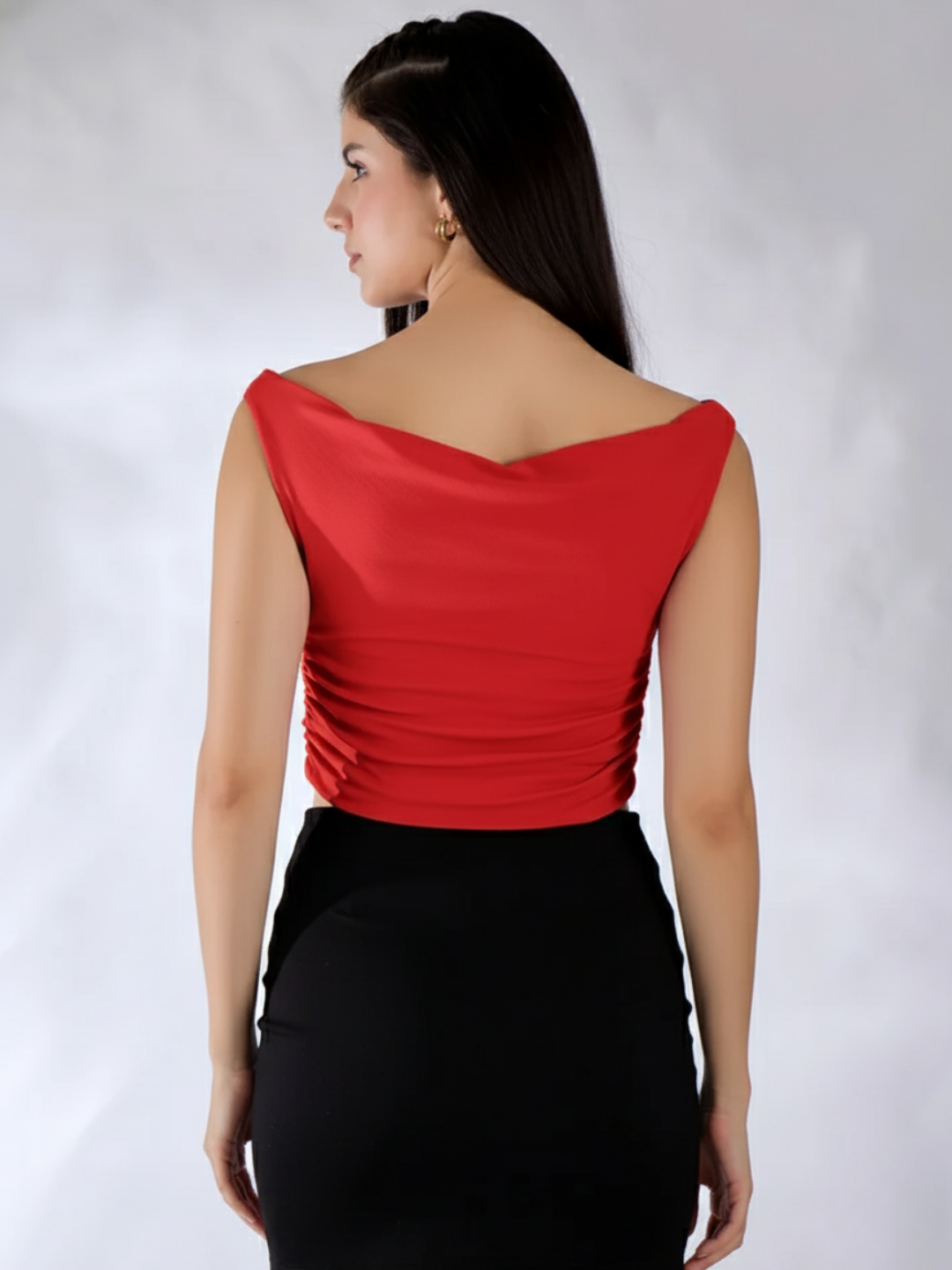 Stretchable Cotton Draped Crop Top