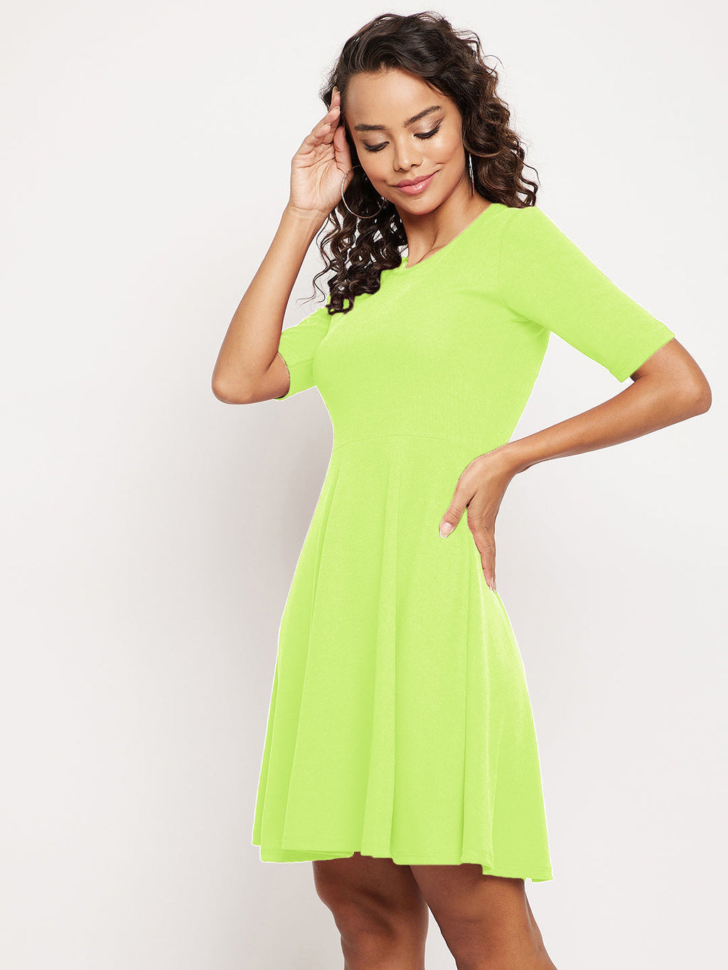 Round Neck Stretchable Skater Cotton Dress