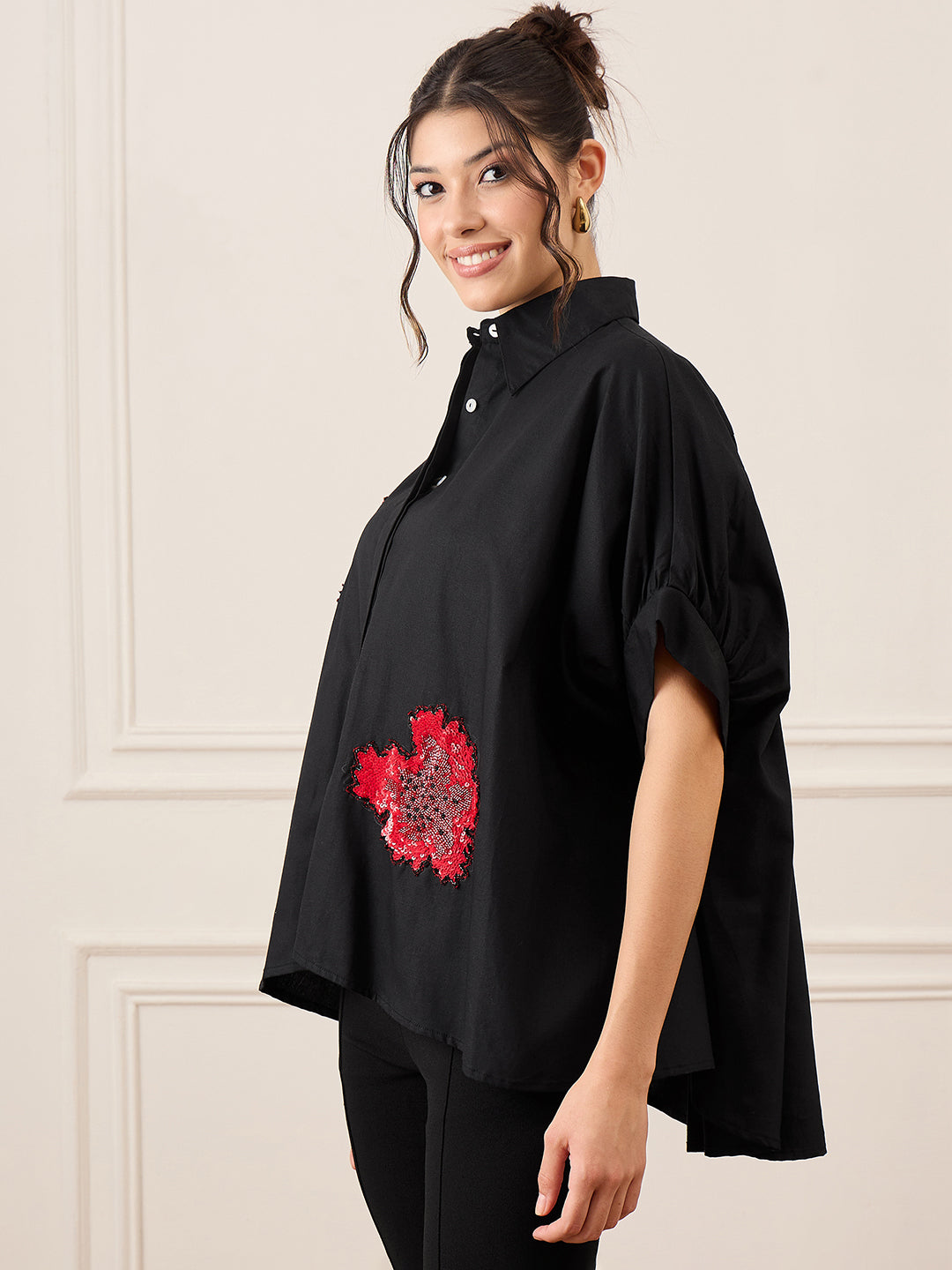 Antifit Embellished Pure Cotton Shirt