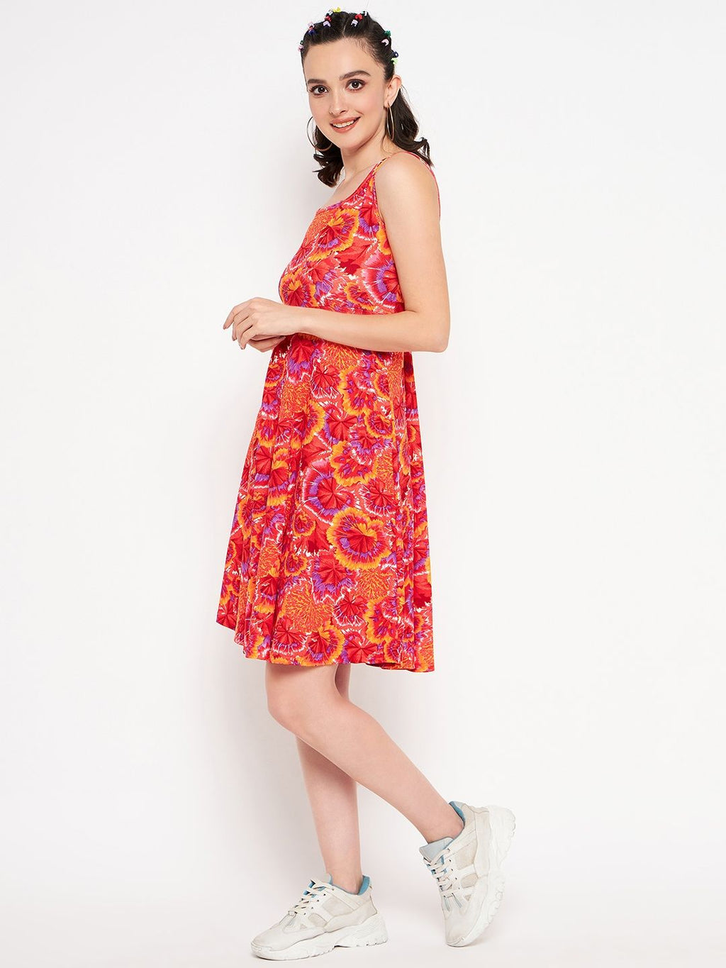 Sleeveless Round Neck Stretchable Cotton Skater Dress