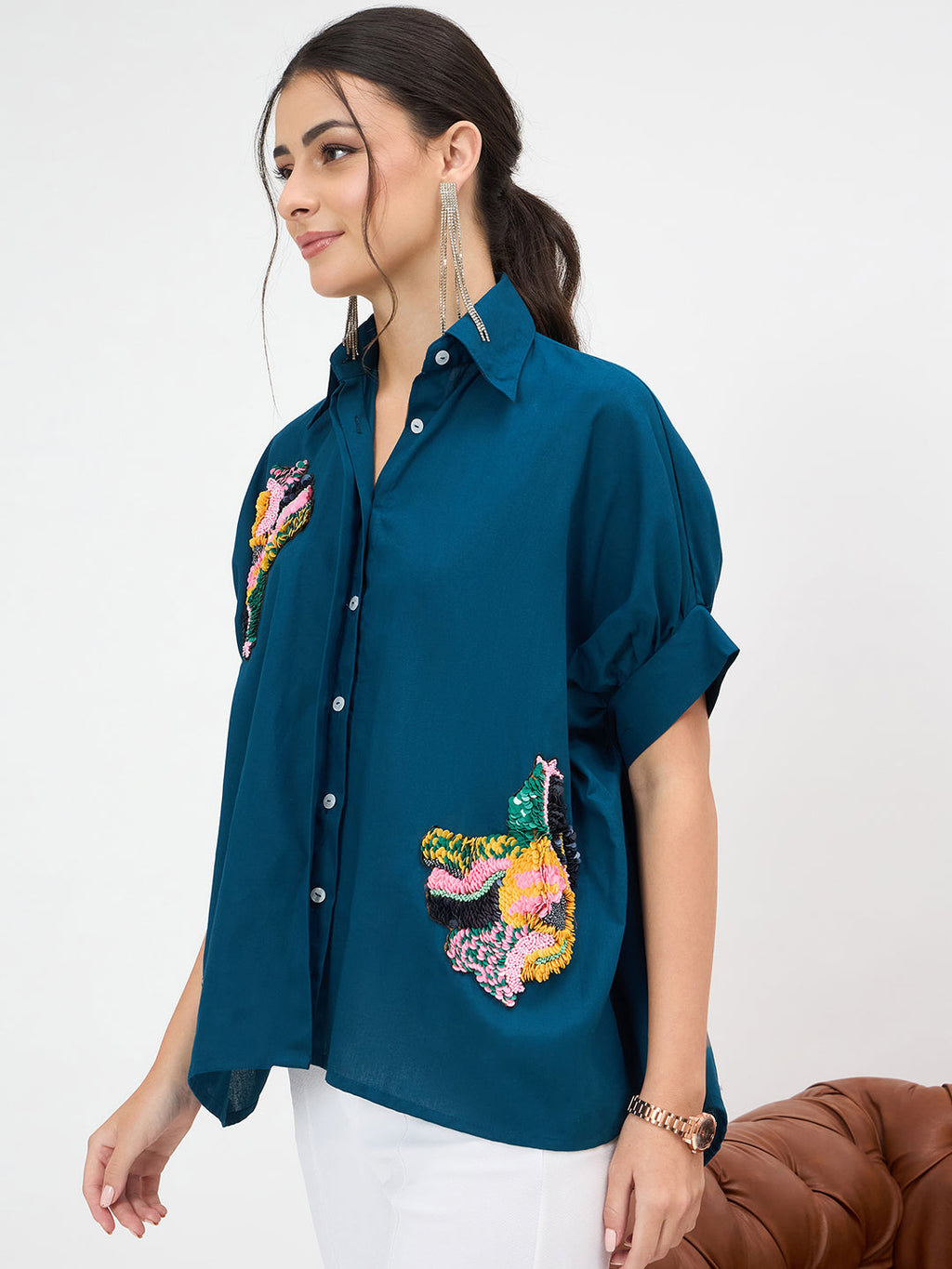 Antifit Embellished Pure Cotton Shirt