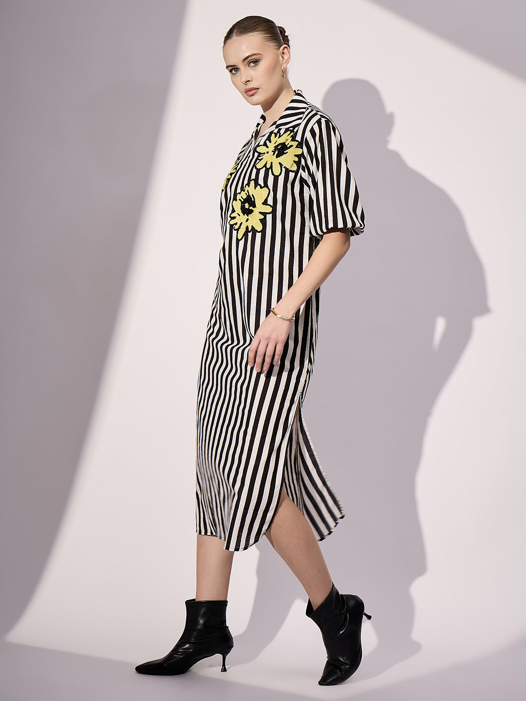 Cotton Sequinned Midi Dress