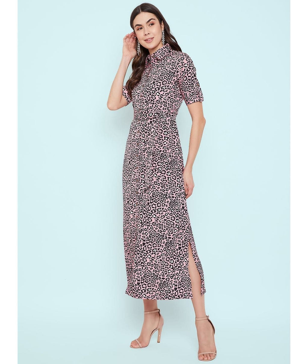 Collar Buttoned Down Shirt Maxi Dress