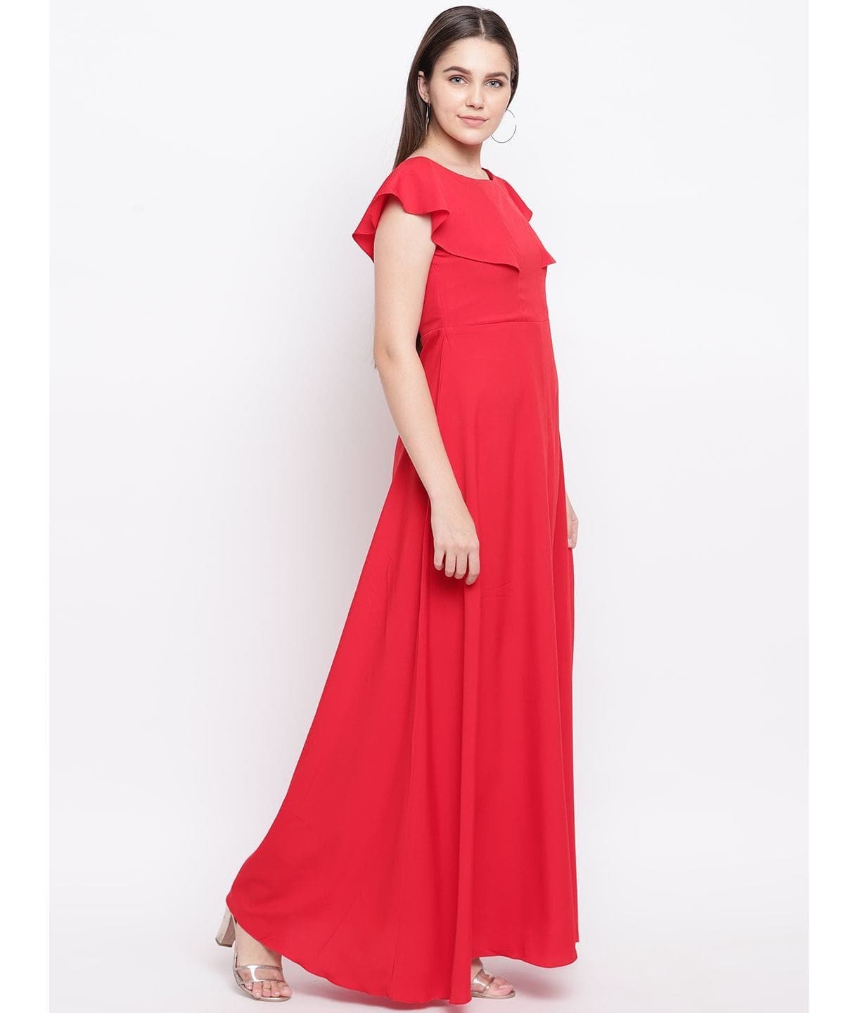 Flared Ruffle Maxi Gown