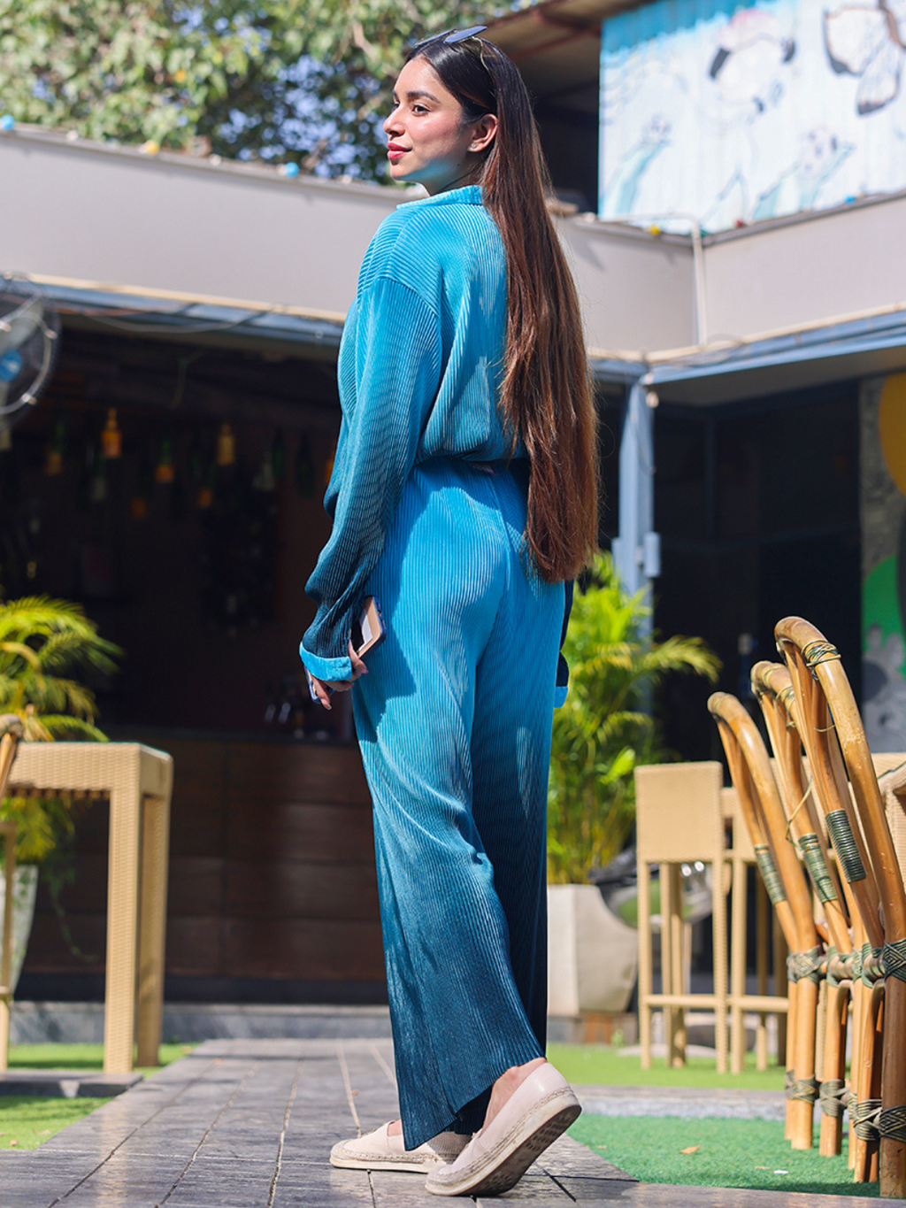 Pleated Two Piece Ombre Co-ord Set