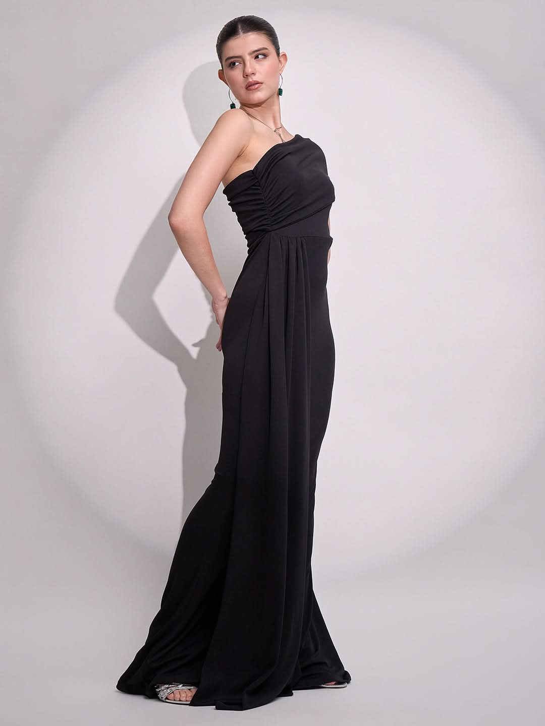Stretchable One Shoulder Maxi Dress