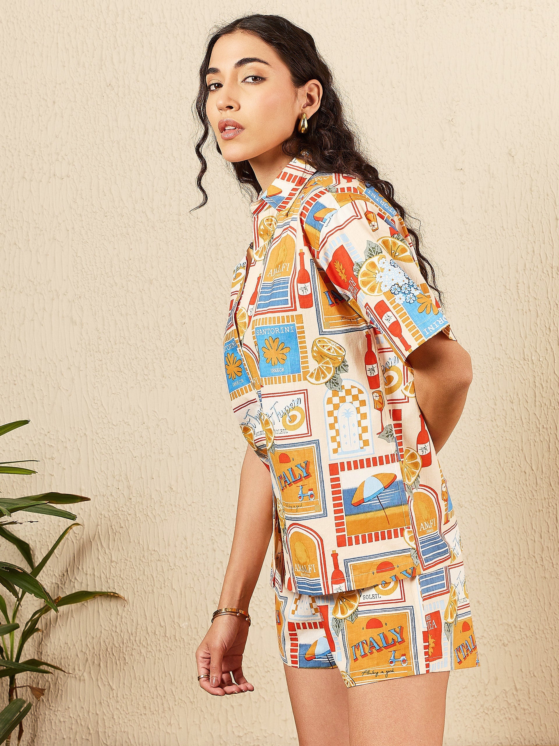 Printed Two Piece Shorts and Shirt Set