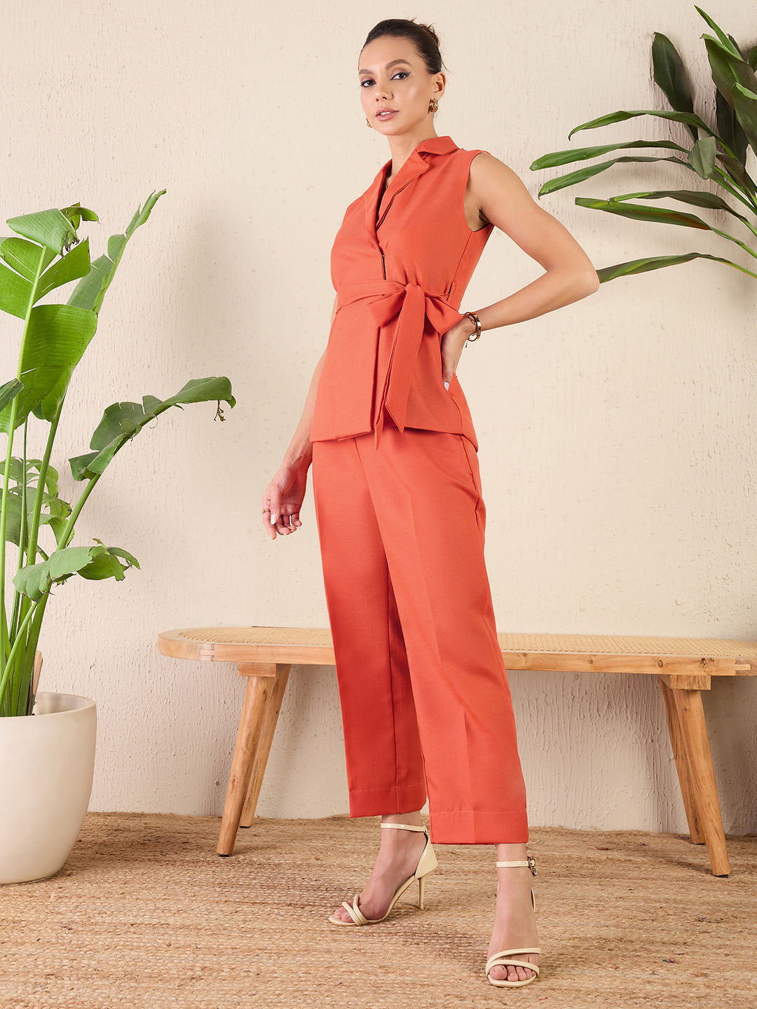 2 Piece Linen Jacket Set - Pinkkup