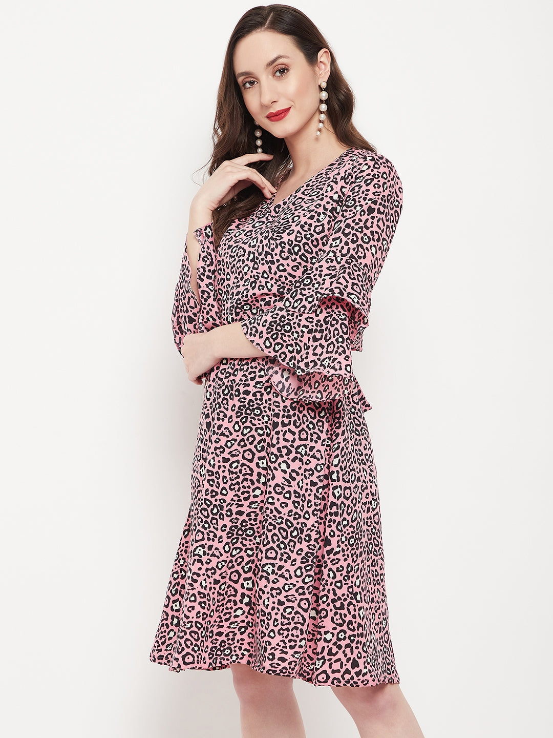 Wrap Bell Sleeves Skater Dress