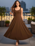 Stretchable Corset Fit & Flare Midi Dress - Pinkkup