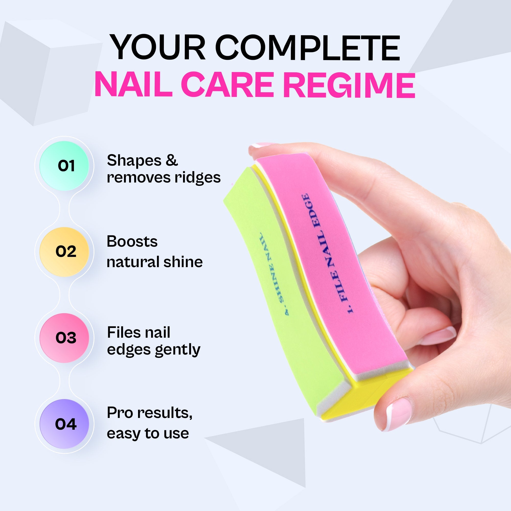 PINKKUP 4 in 1 Nail Buffer