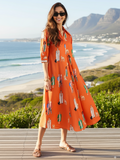 Front Pleated Cotton Midi Dress - Pinkkup
