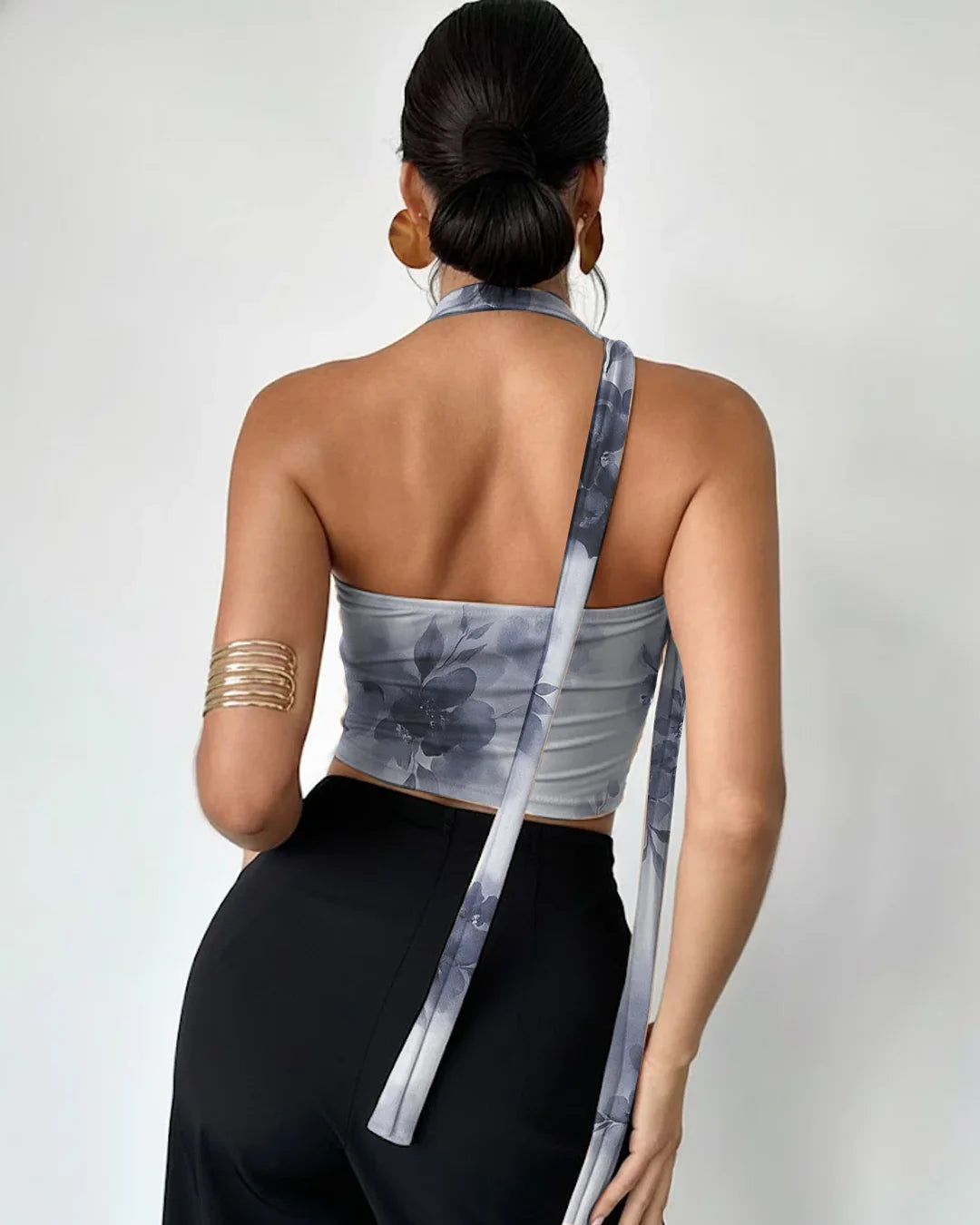 Abstract Print Halter Tie Tube Top