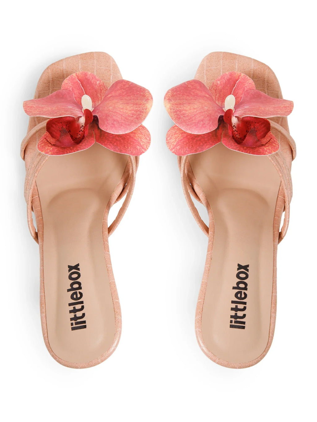 Peach Flower Decor High Heel Beach Sandals