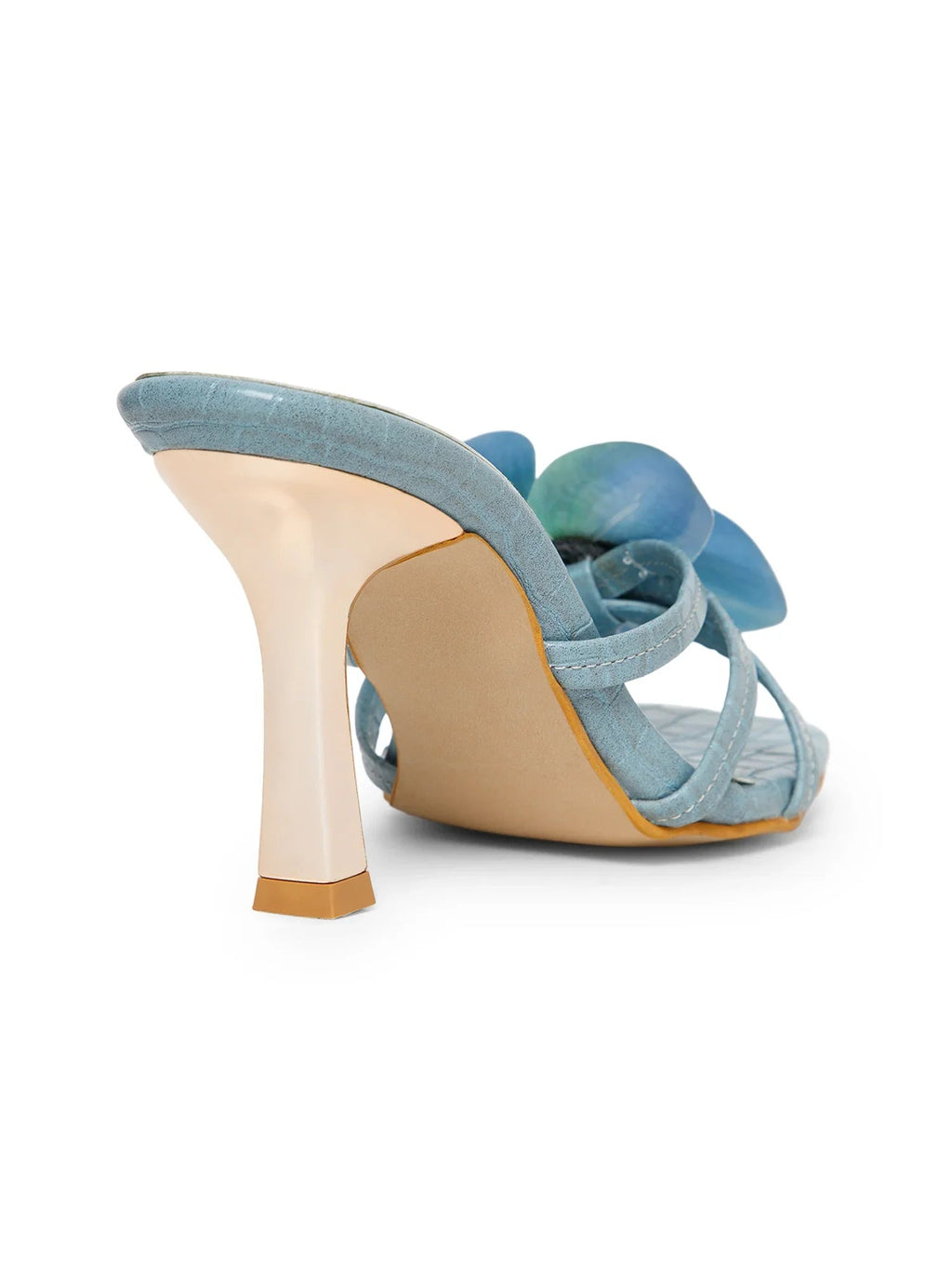 Blue Flower Decor High Heel Beach Sandals