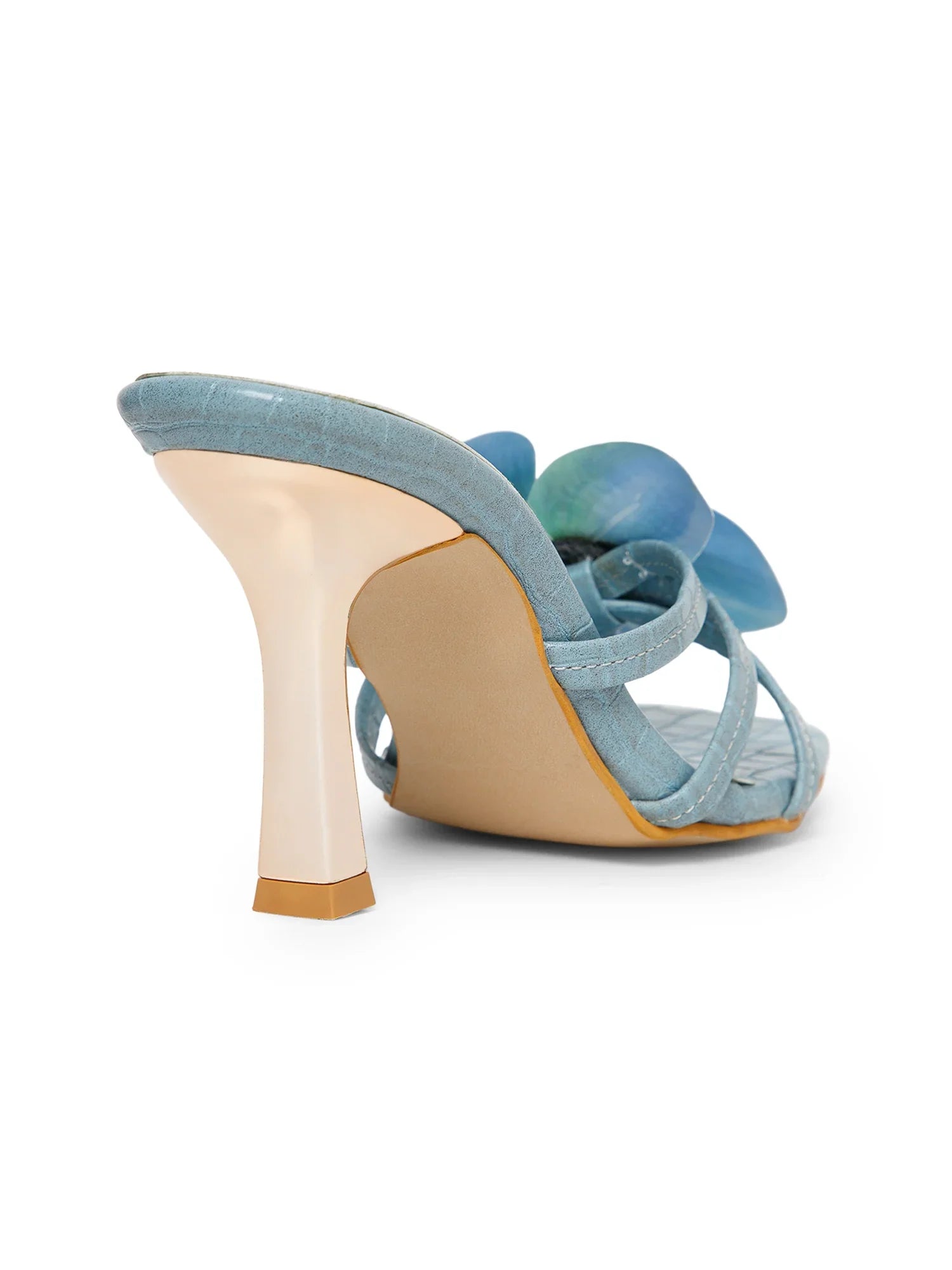 Blue Flower Decor High Heel Beach Sandals