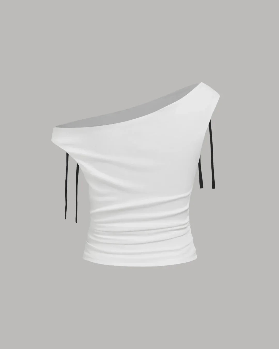 One Shoulder Tie-Detail Top In White