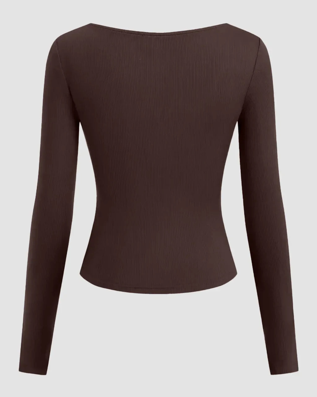 V-neck Ruched Long Sleeve Top in Brown