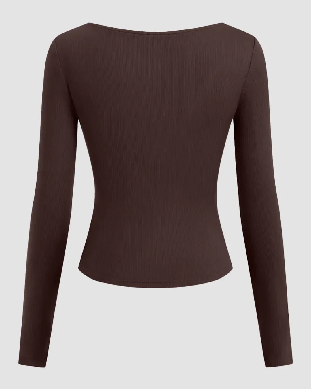 V-neck Ruched Long Sleeve Top in Brown