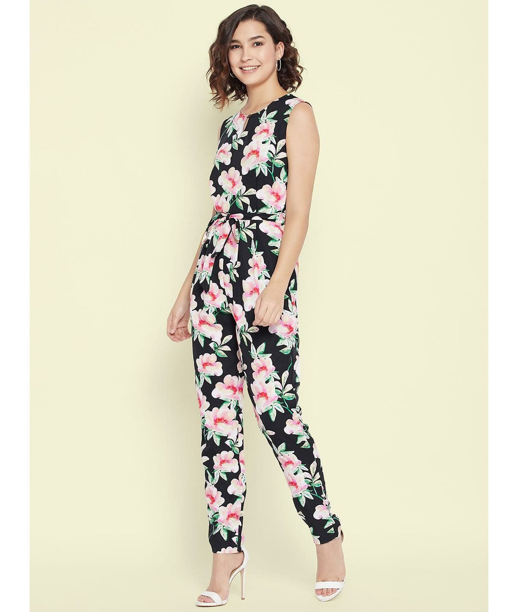 Printed Waist-tie Jumpsuit