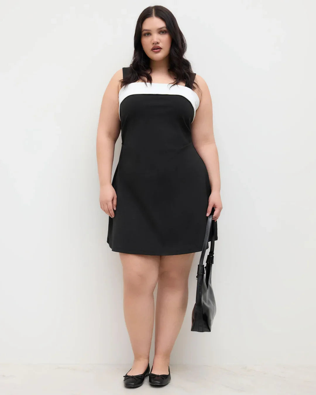 Colorblock Square Neck Sleeveless Mini Dress Curve & Plus
