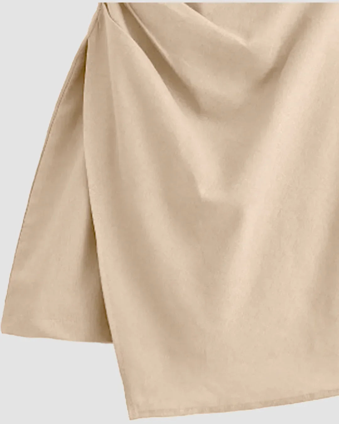 Sleeveless Square Neck Ruched Asymmetric Mini Dress in Light Khaki