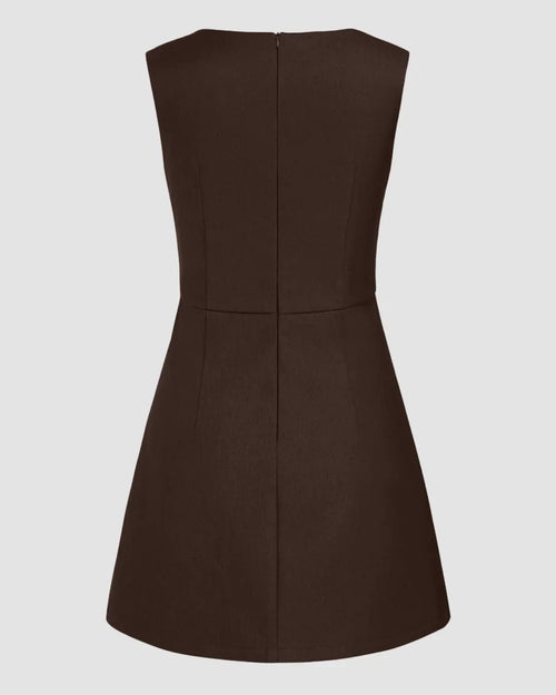Boat Neck Mini Dress in Coco