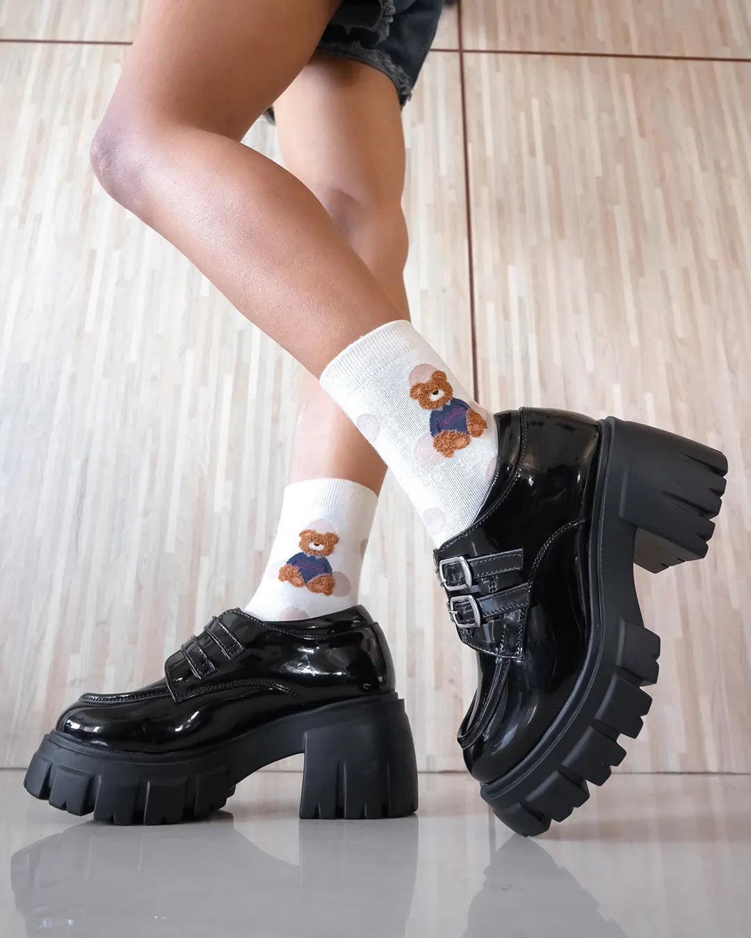 Vintage Style Chunky Black Oxfords