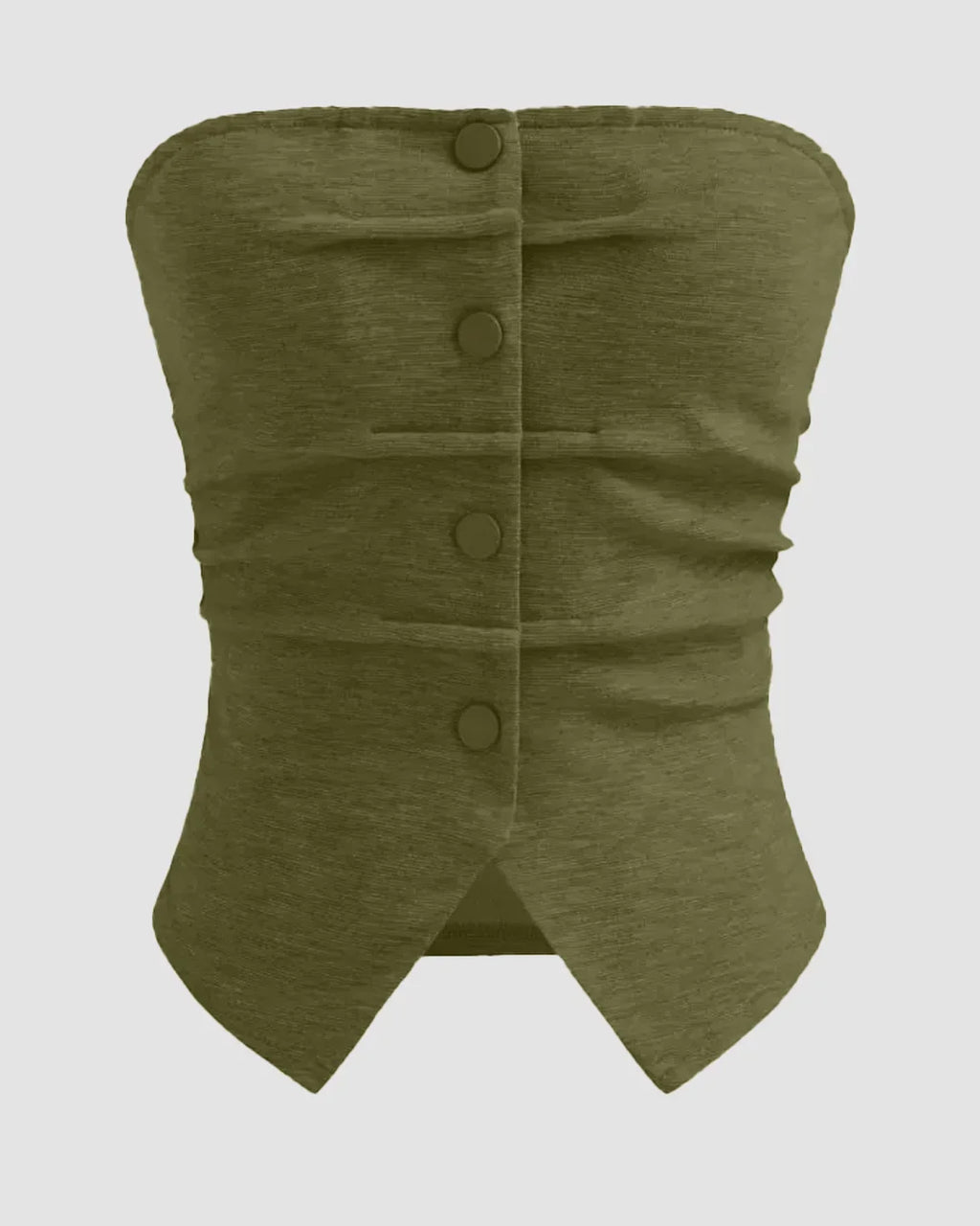 Solid Button Sleeveless Top With Solid Wide Leg Trousers In Avocado