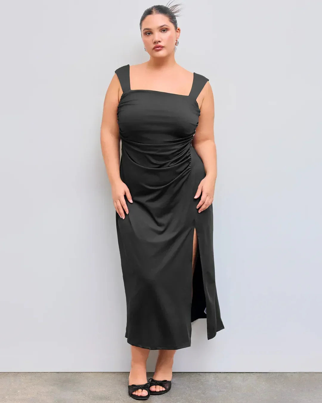 Square Neck Bow Detail Sleeveless Midi Dress Curve & Plus