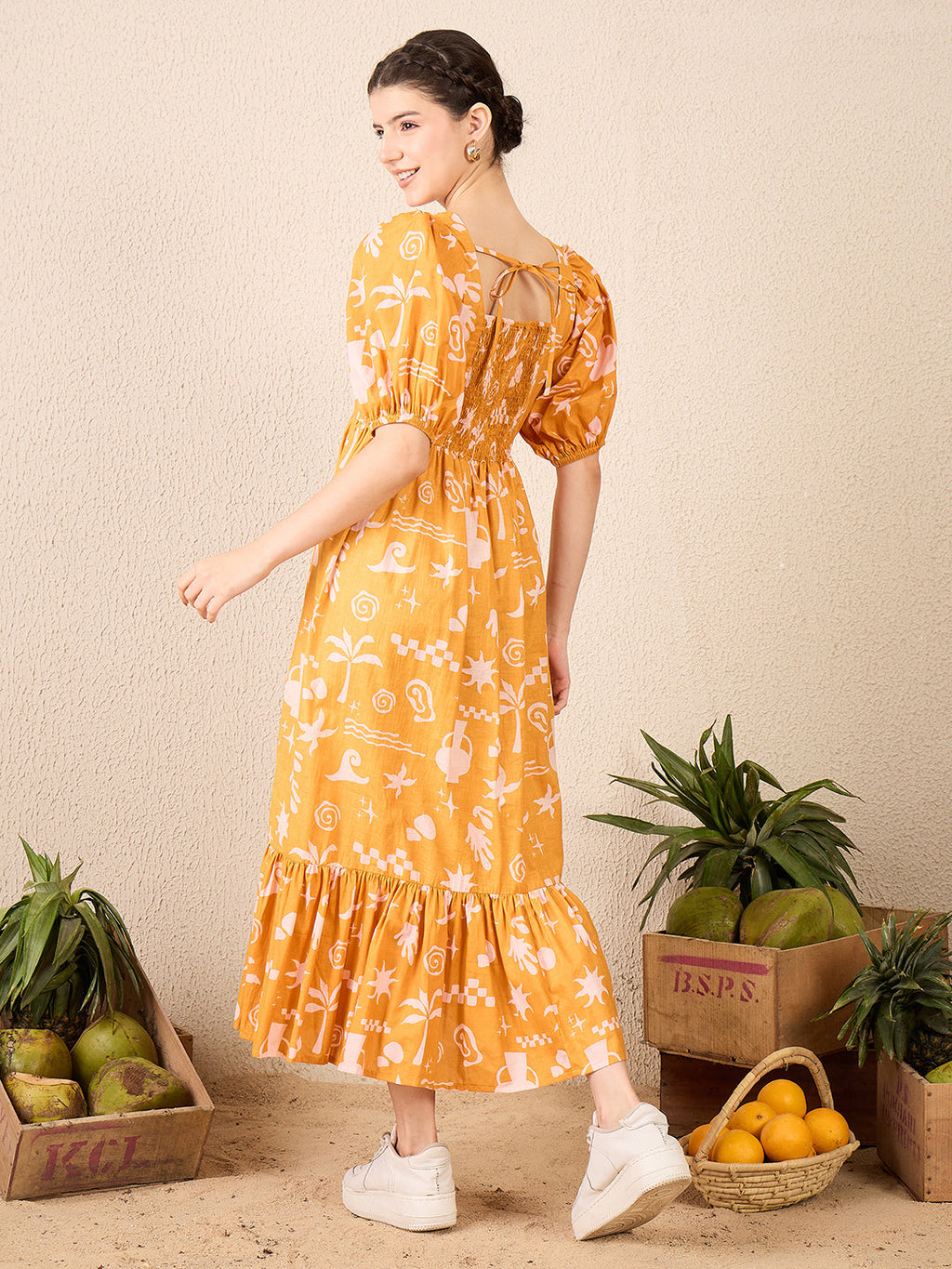 Cotton Tiered Midi Dress
