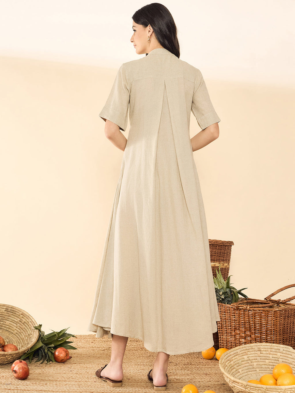 Pure Cotton Shirt Dress With Gathered Detailing