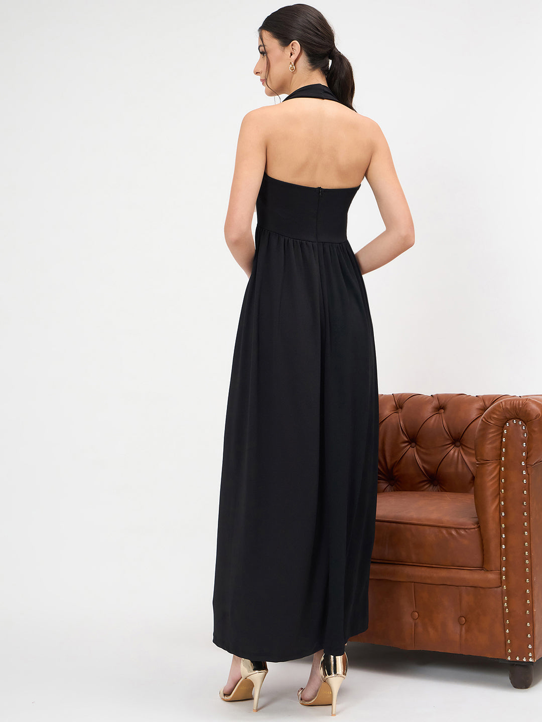 Stretchable Halter Neck Maxi Dress