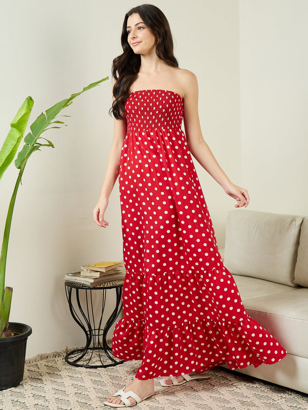 Strapless Smocked Maxi Dress - Pinkkup