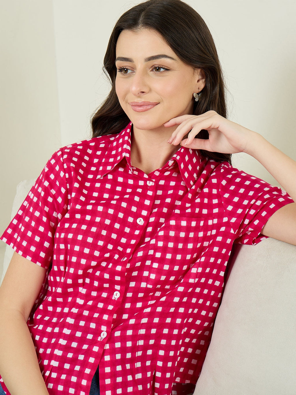 Pure Cotton Half Sleeve Fitted Shirt