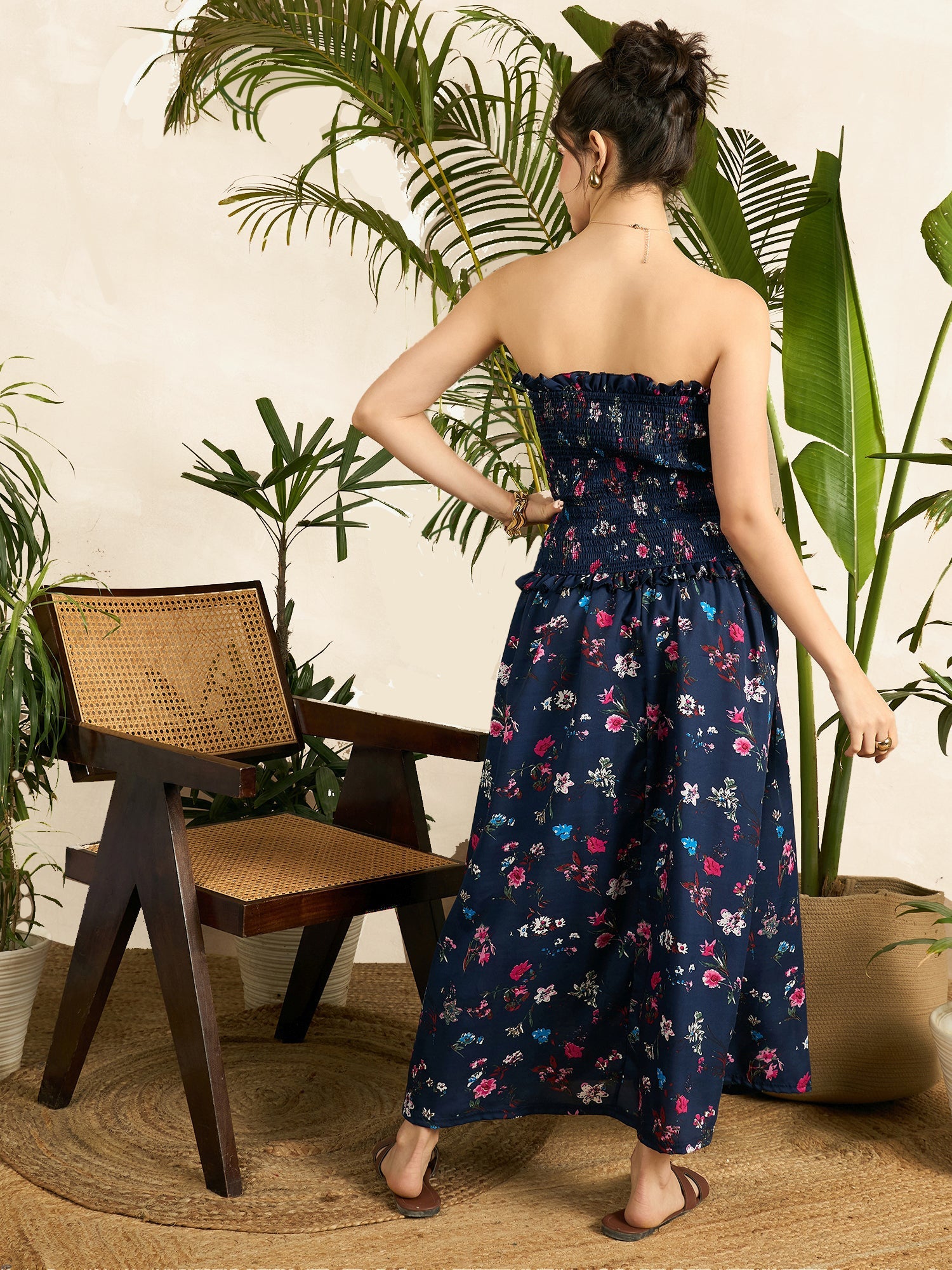 Smocked Drop Waist Off Shoulder Dress