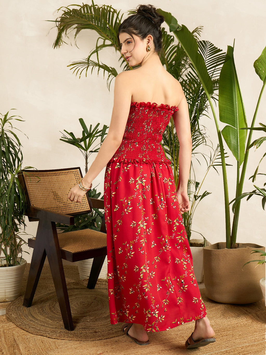 Smocked Drop Waist Off Shoulder Dress