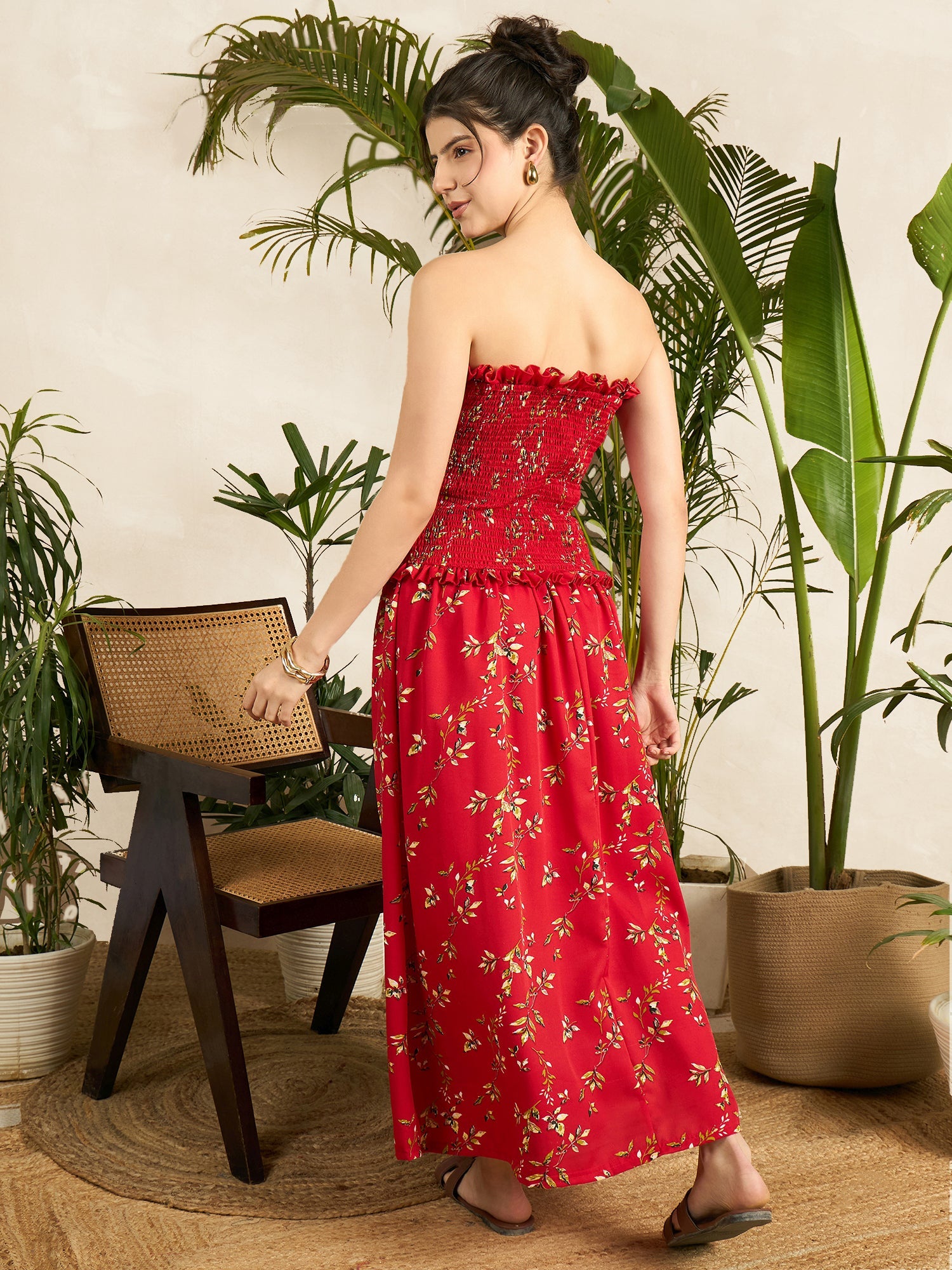 Smocked Drop Waist Off Shoulder Dress