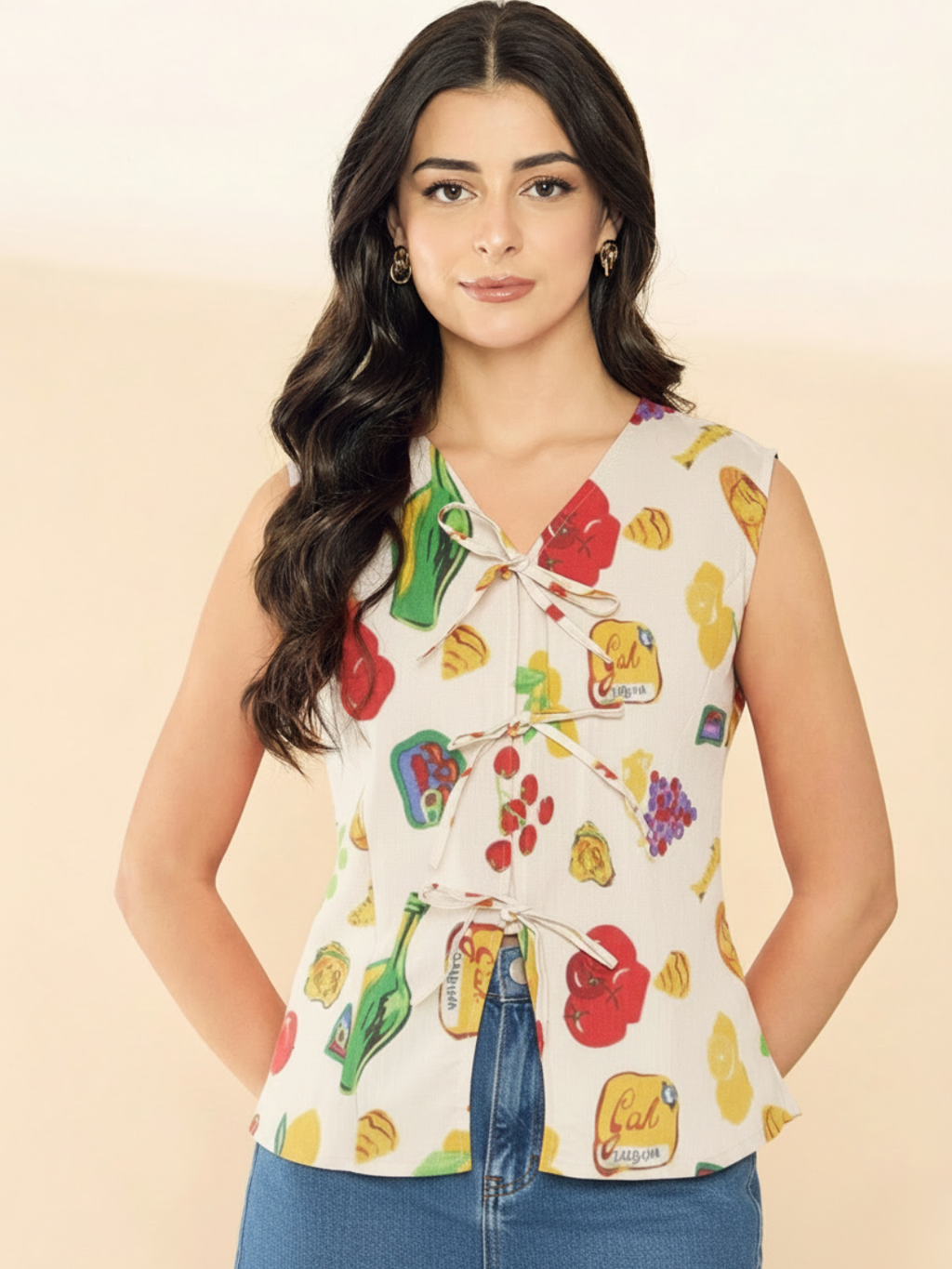 Pure Cotton Top with Tie-Up Detailing - Pinkkup