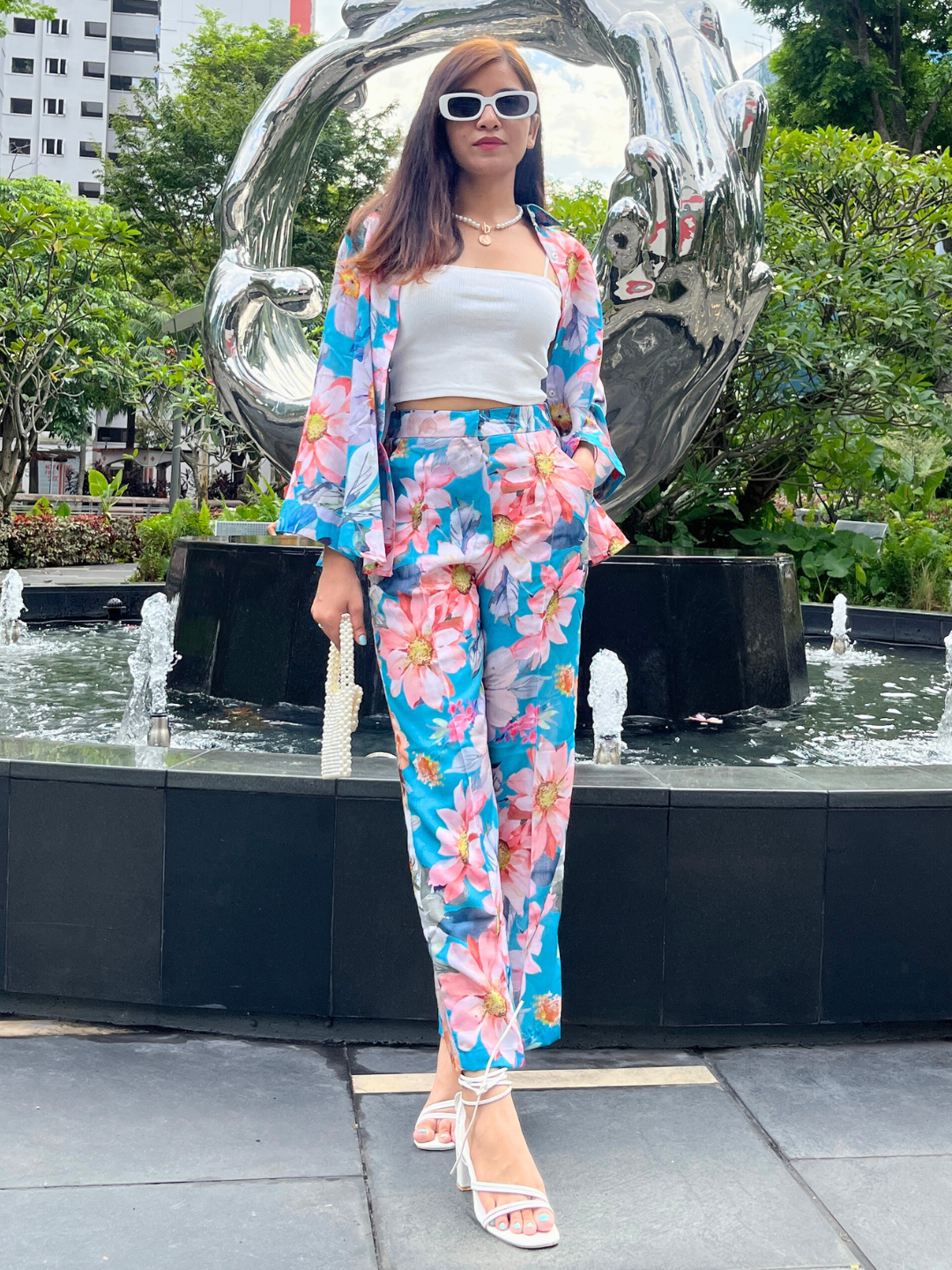 Floral Linen Printed Two Piece Co-ord Set