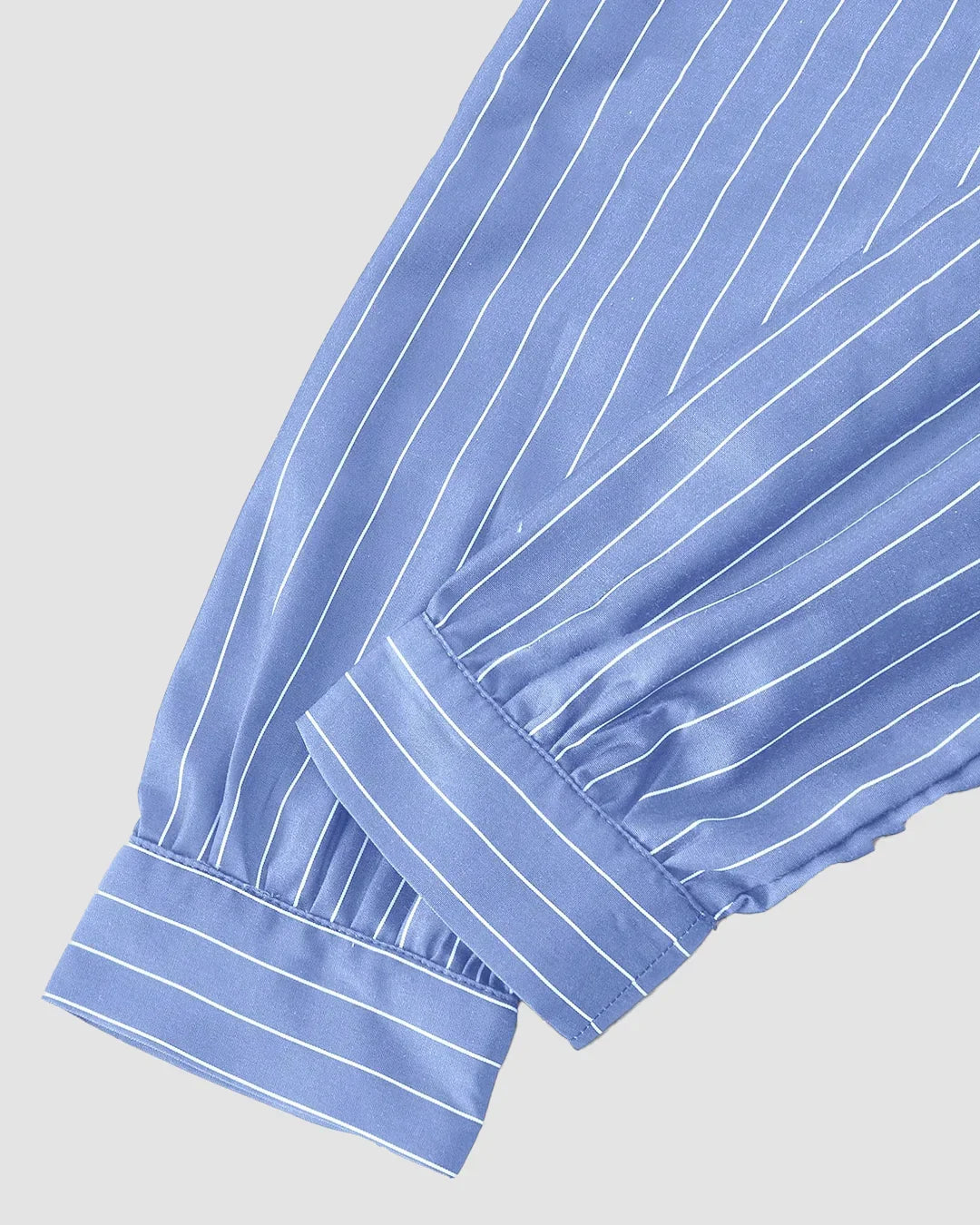 Blue Striped Wrap Front Collared Mini Dress