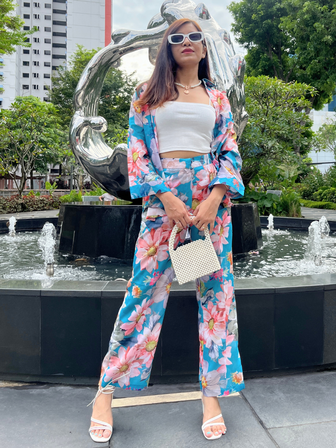 Floral Linen Printed Two Piece Co-ord Set