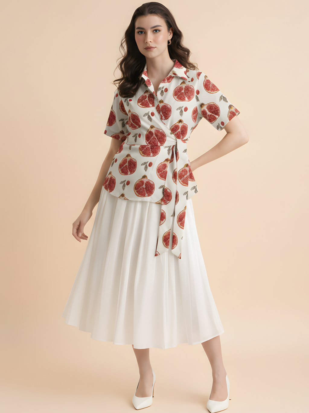 Pure Cotton Waist Tie-Up Shirt